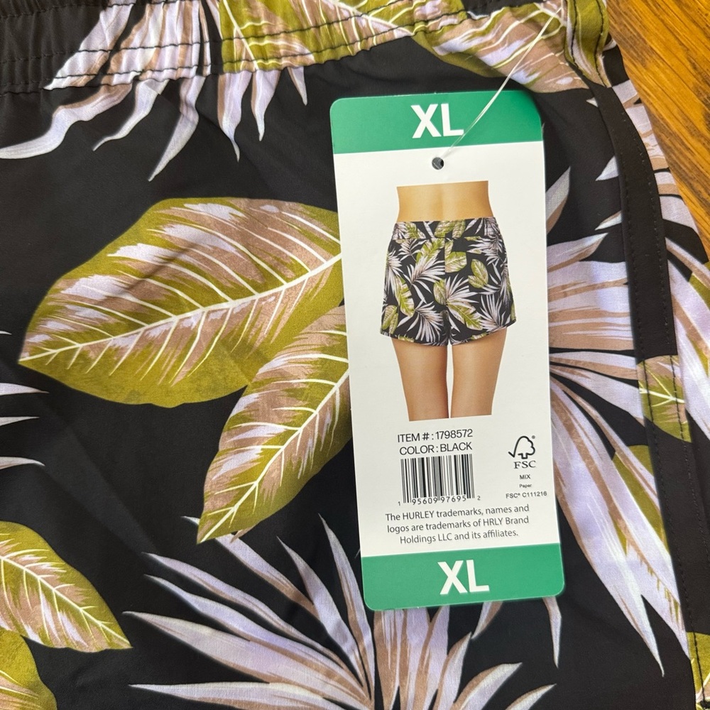 Set of 2 / women's HURLEY UPF 50 Inseam 3 Swim SHORT XL Orange Floral/Blac - Picture 10 of 11